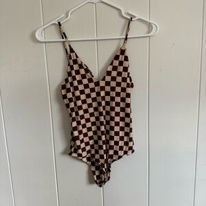 Mai Swimwear XS Pink and Brown Checker One Piece